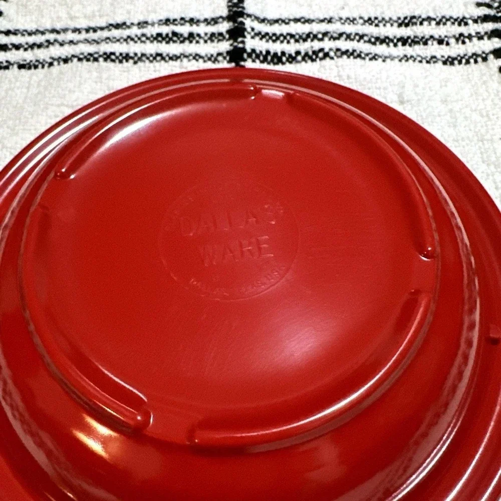 Vintage‎ Dallas Ware Red Melamine Dinner Plate and Bowl Set 2pc Retro MCM USA
